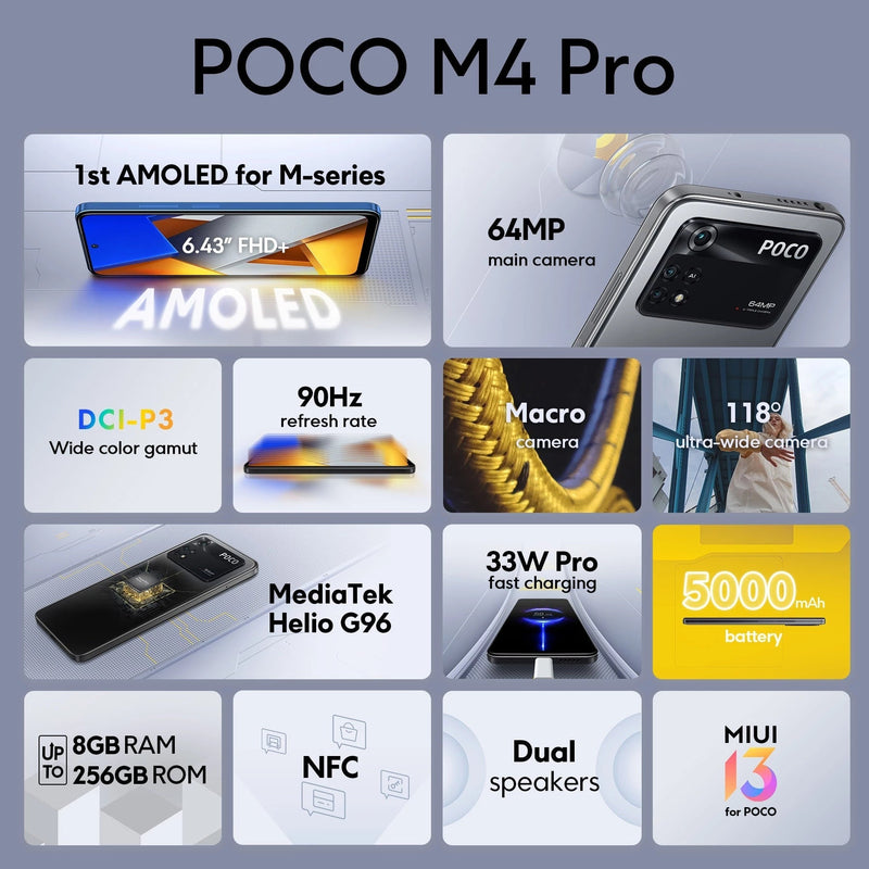 Smartphone POCO M4 Pro Tela 6,43'' 4G 6GB Ram 128GB Rom Câmera 64MP